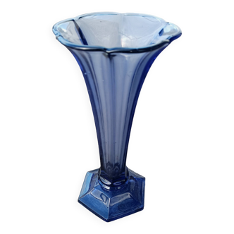 Vase art déco Val Saint Lambert bleu