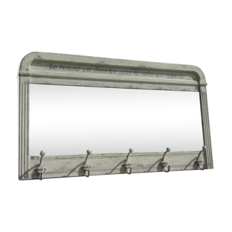 Miroir shabby 142x82cm à 5 patères chêne