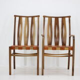 2001 set of walnut and leather dining chairs, set of 6