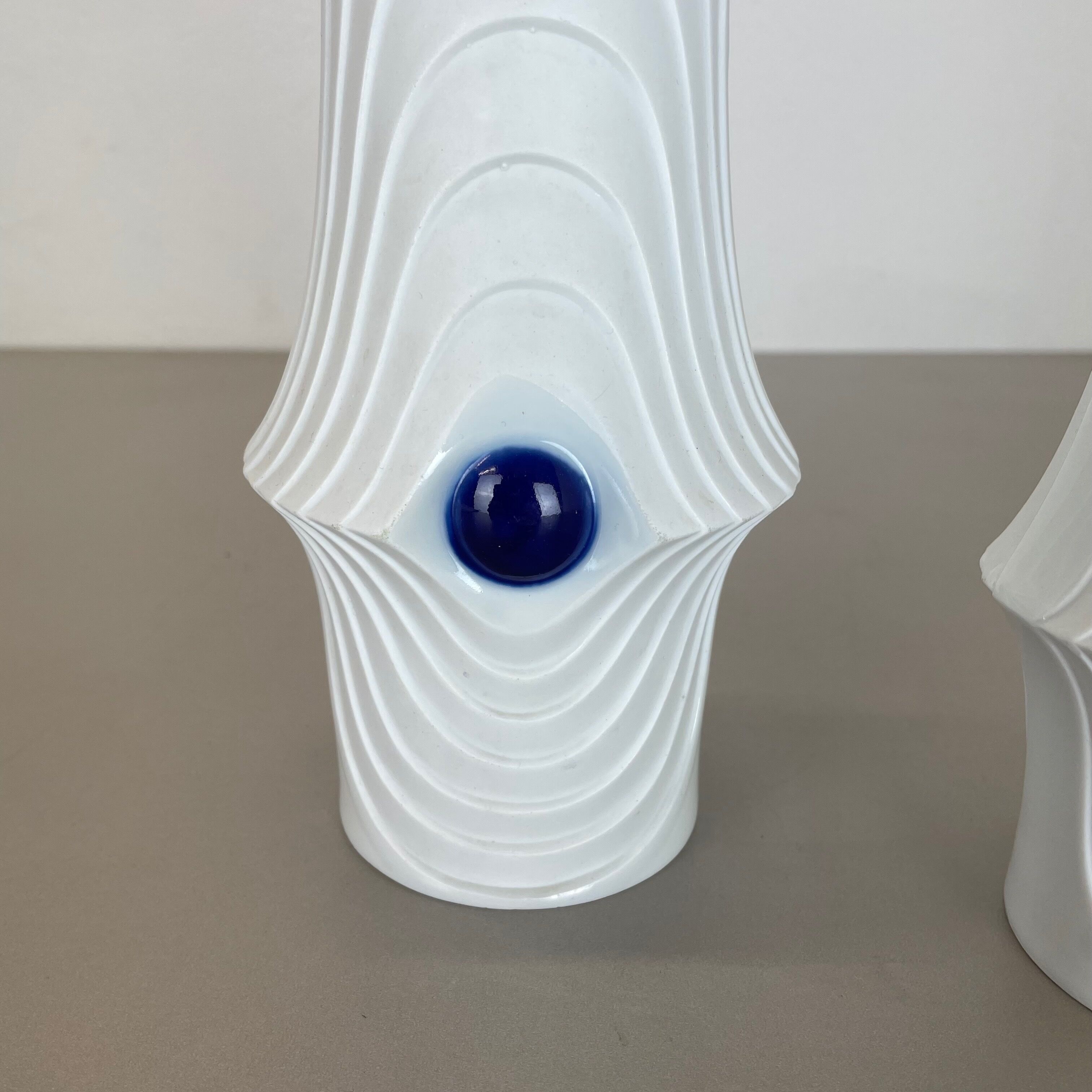 Set of 2 Original Porcelain Op Art Vase Made by Royal Bavaria KPM Germany, 1970s