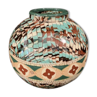 Mixed ceramic ball vase Vallauris Jean Gerbino 1876-1966