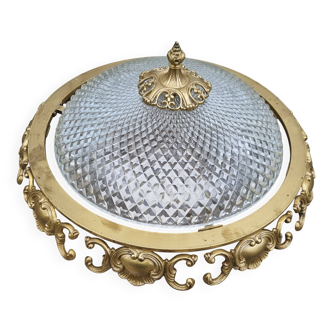 Plafonnier bronze et verre style Louis XVI