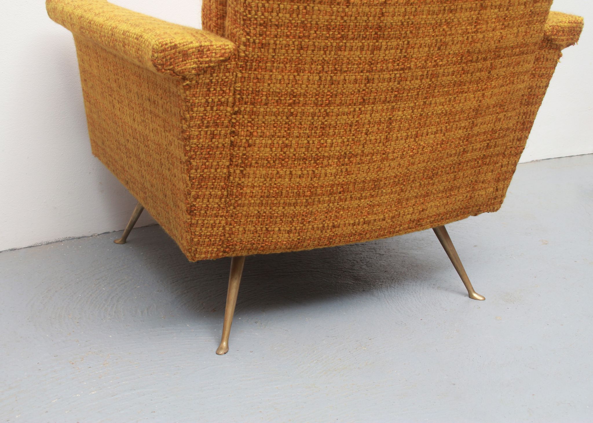 1950s chair in corn yellow , legs in brass