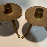 Set of 2 brass candlesticks with feet