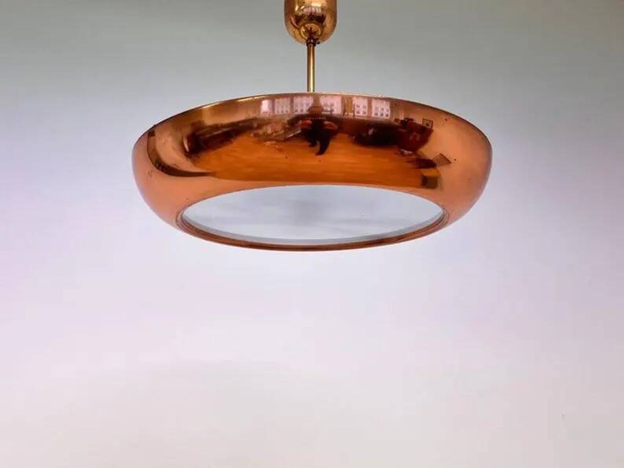 Pair of Bauhaus / Functionalist Copper Pendants UFO by Napako, 1940s