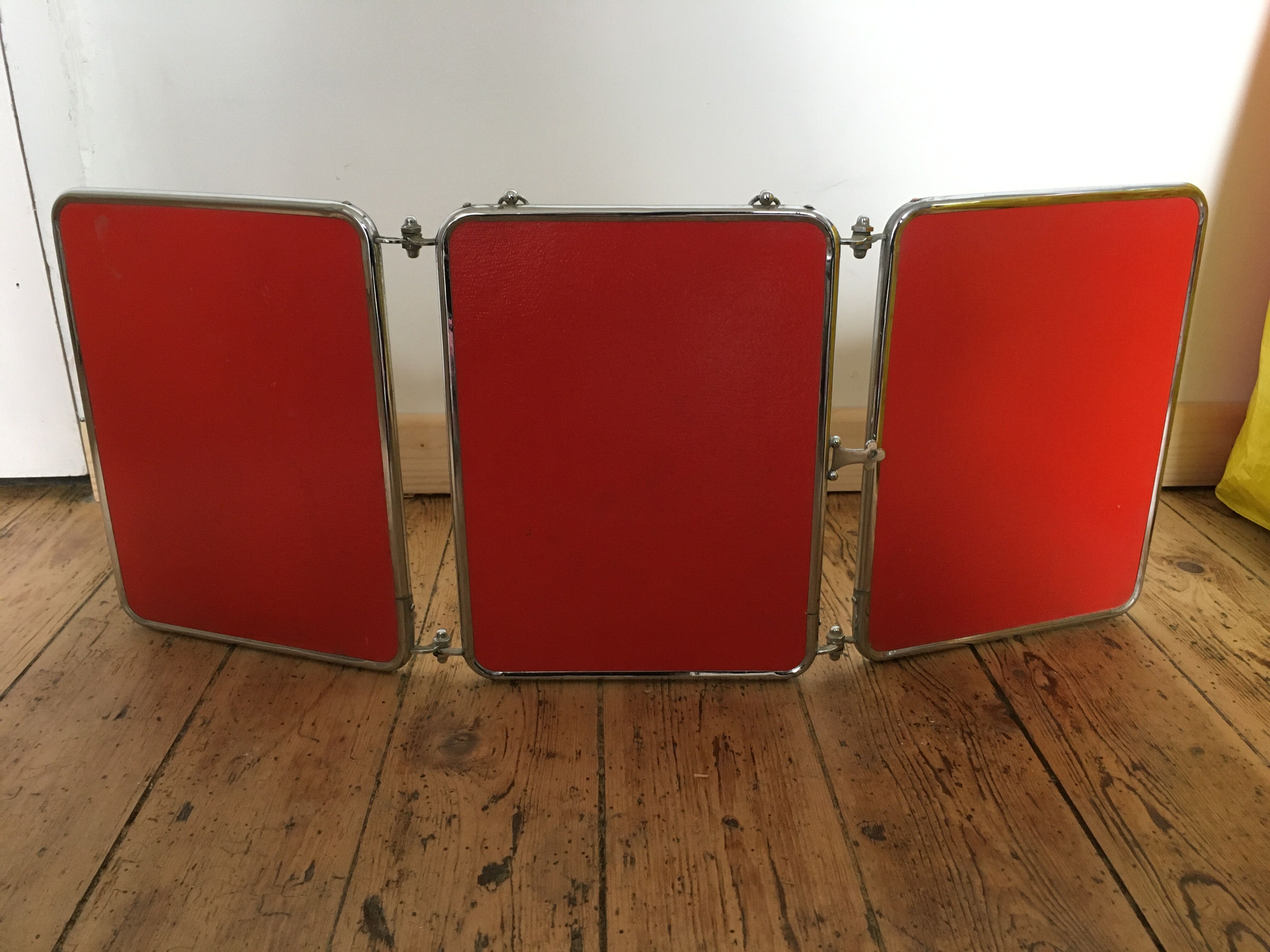 Vintage triptych barber mirror