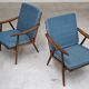 Pair of blue boomerang armchairs by Antonin Suman for Ton (Thonet) 1960