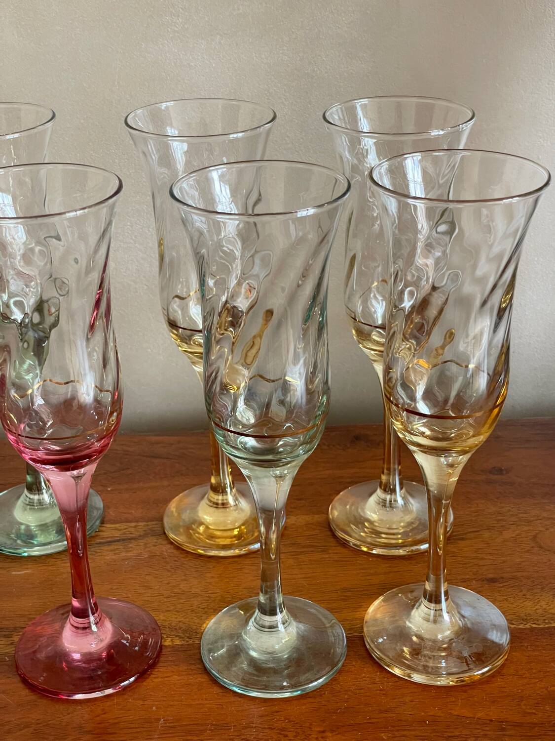 Colorful champagne flutes