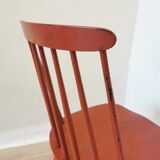 Vintage Coral Red Dining Chair: Ilmari Tapiovaara Style, Stol Kamnik 1960s