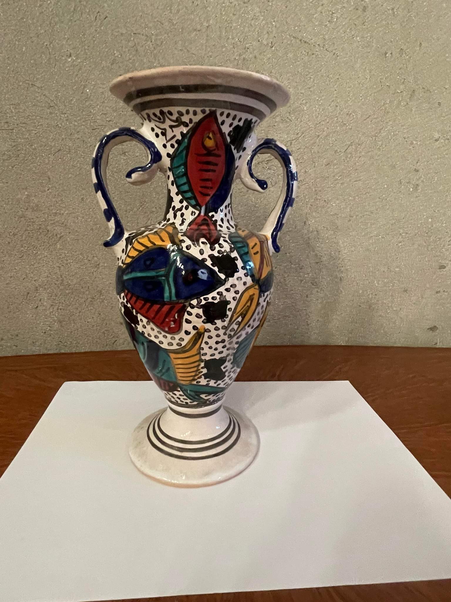 Hand-painted handcrafted vintage Tunisian vase