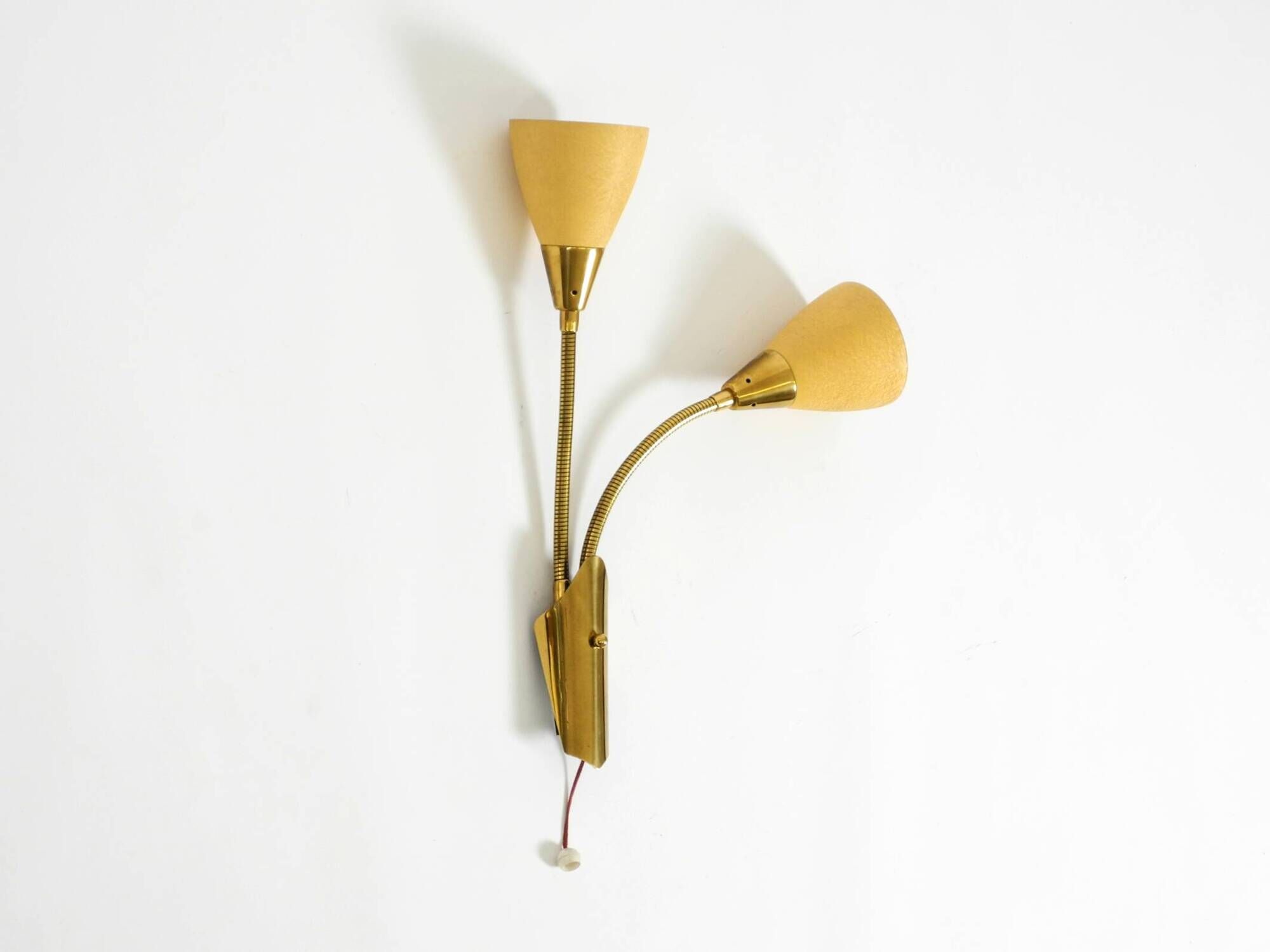 Mid Century unused brass wall lamp with double shade by Cosack Leuchten