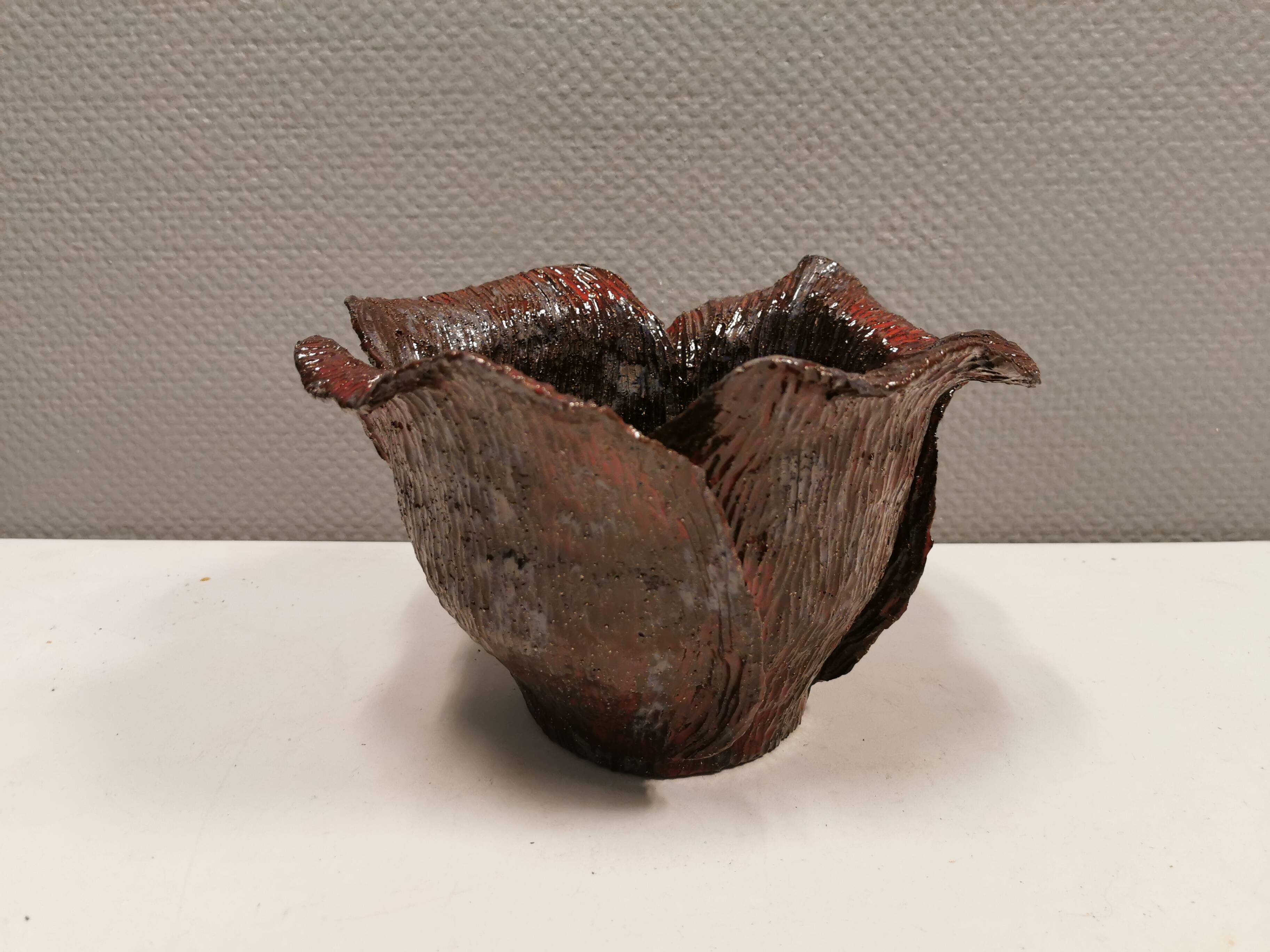 Bowl in ceramic, in beautiful colours, Danish and from Sloth art pottery 1978 (signed)