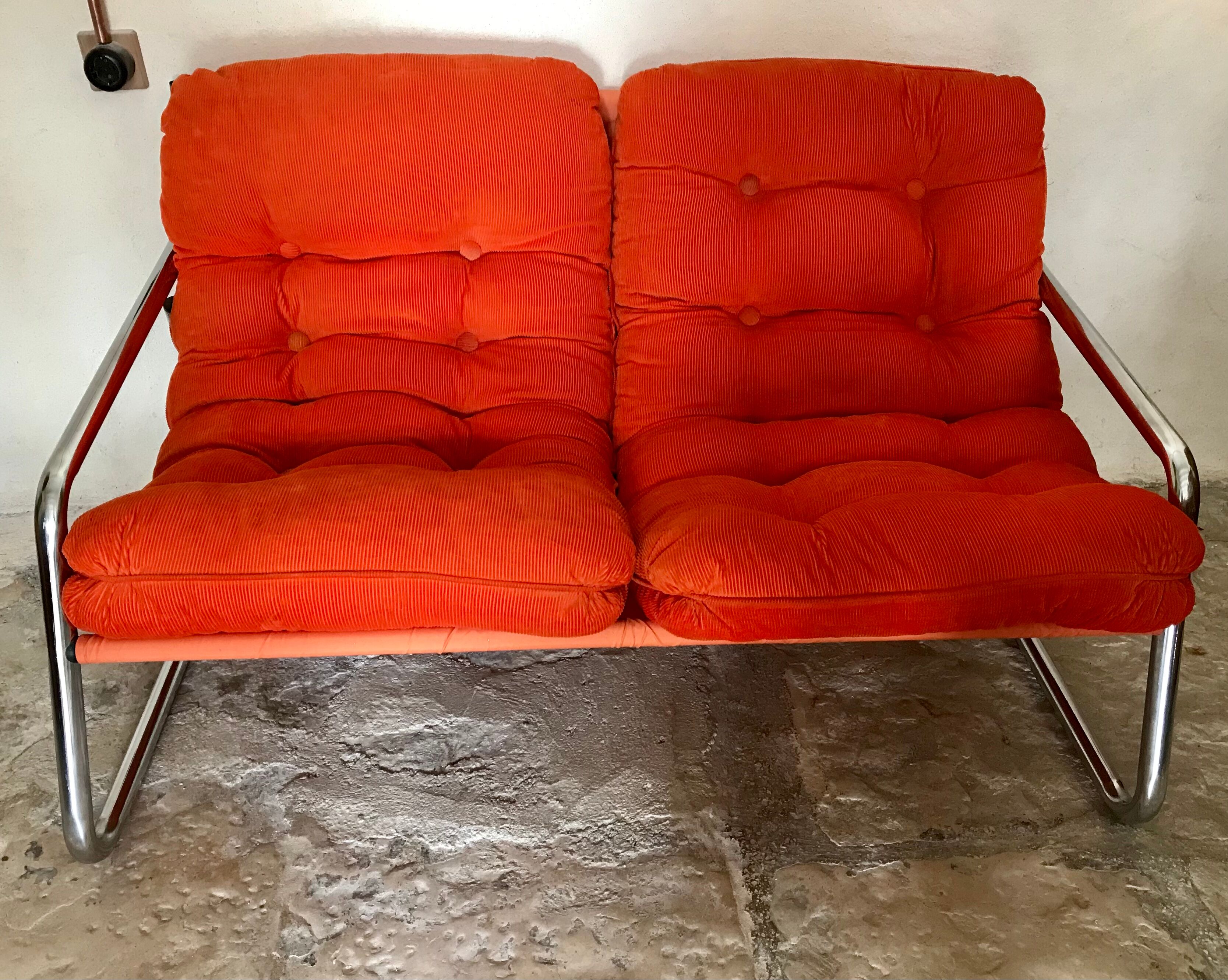 Vintage sofa 1970's pop tubing chrome