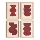 Collection of 4 abstract burgundy paintings signed Eawy