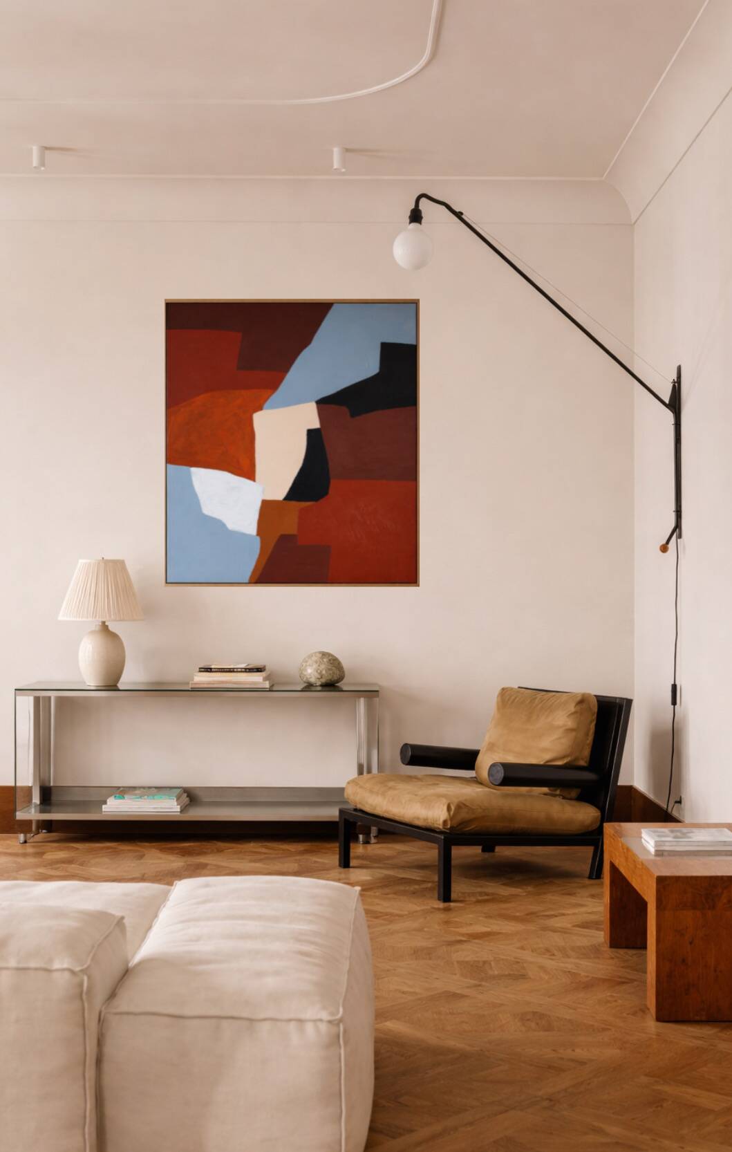 Stretched canvas painting "Fragments of Balance" signed Bodasca