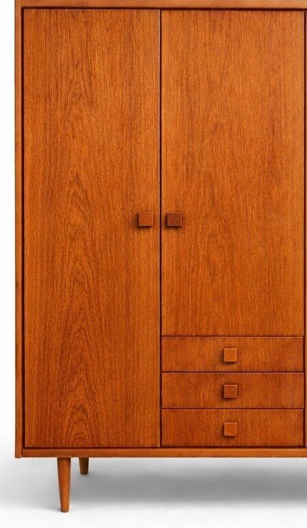 Vintage Scandinavian wardrobe in teak