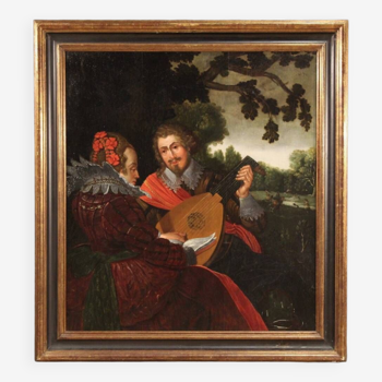 Antique Flemish oil painting on panel from the 17th century