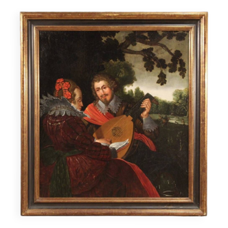 Antique Flemish oil painting on panel from the 17th century