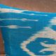 Handmade Silk Ikat Lumbar Cushion Cover, Sky Blue Oval Print Pillow Case