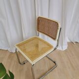 Chaise Cesca par Marcel Breuer en rotin bois et métal chromé, années 1970