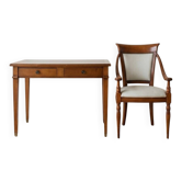 Ensemble bureau ancien : table en bois et fauteuil assorti