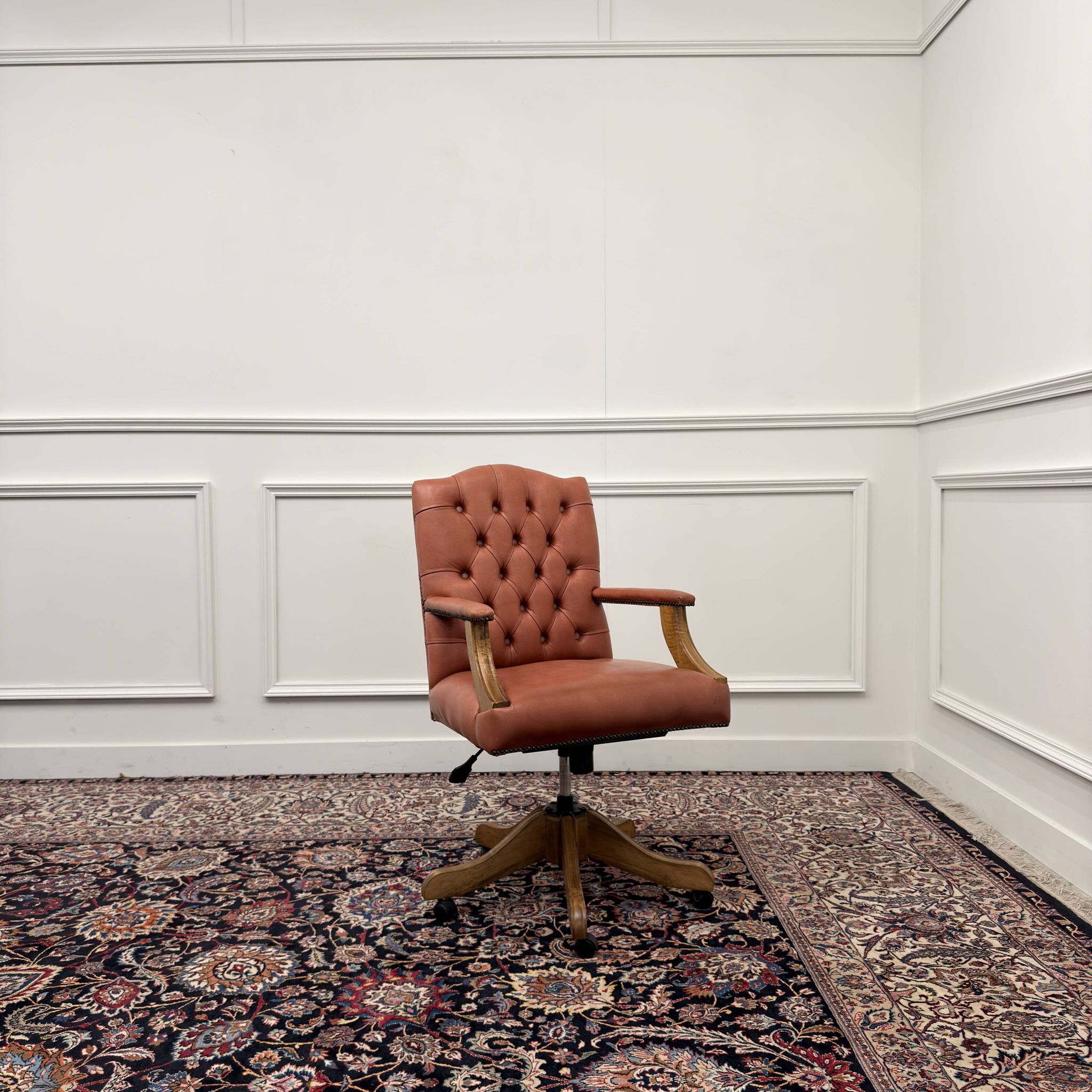 Classic English Salmon Colored Office Chair