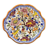 Large Gien earthenware dessert dish with Peonies decor