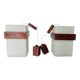 Pair of Scandinavian pendant lights in teak and perspex, 1970s.