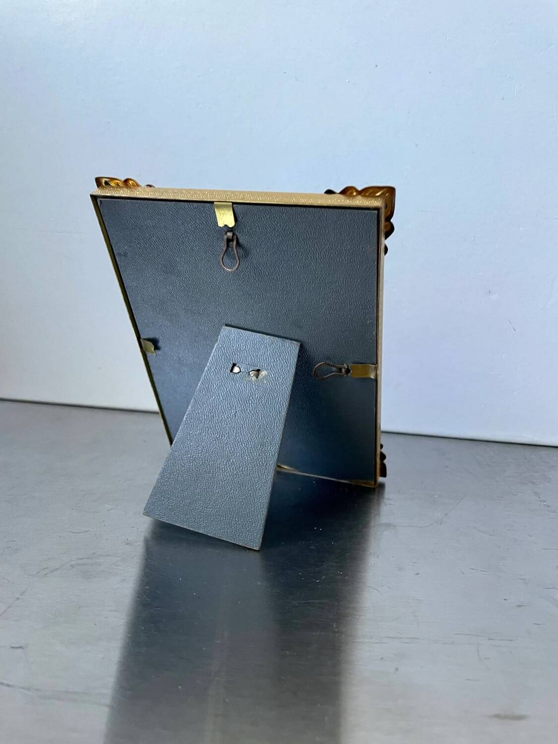 Art deco  metal picture frame 14 cm x 11  convex glass