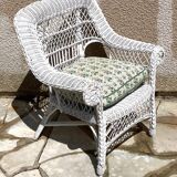 Vintage rattan kids garden armchair