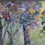 Painting, watercolor in the forest