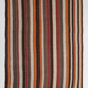 Tapis kilim turc en laine à rayures multicolores 7x8, 195x259 cm