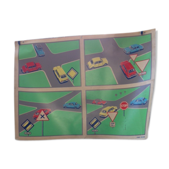 Former ecolauto Lyon-Paris school car poster, cardboard.