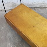 Vintage wood and lacquered metal storage unit.