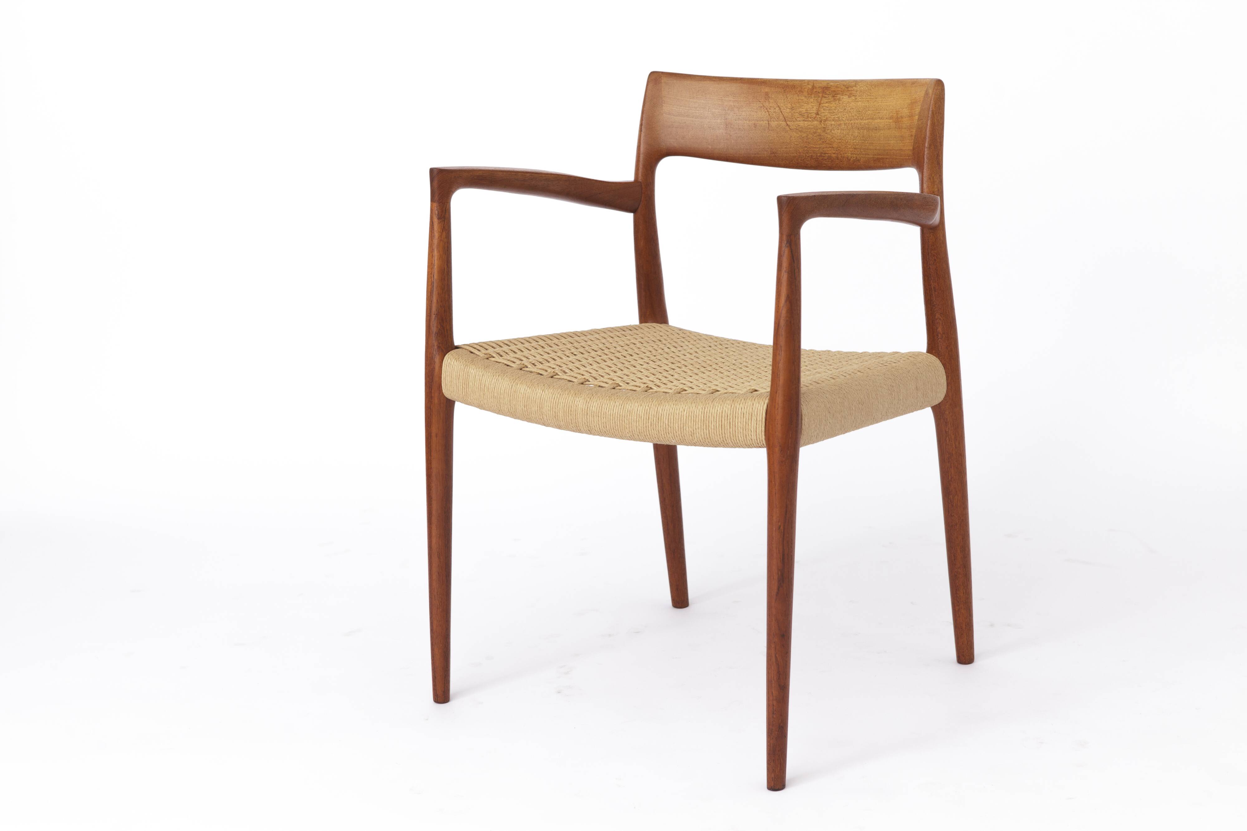 1 of 2 Niels Moller armchair, model 57, 1950s Vintage, paper cord seat,