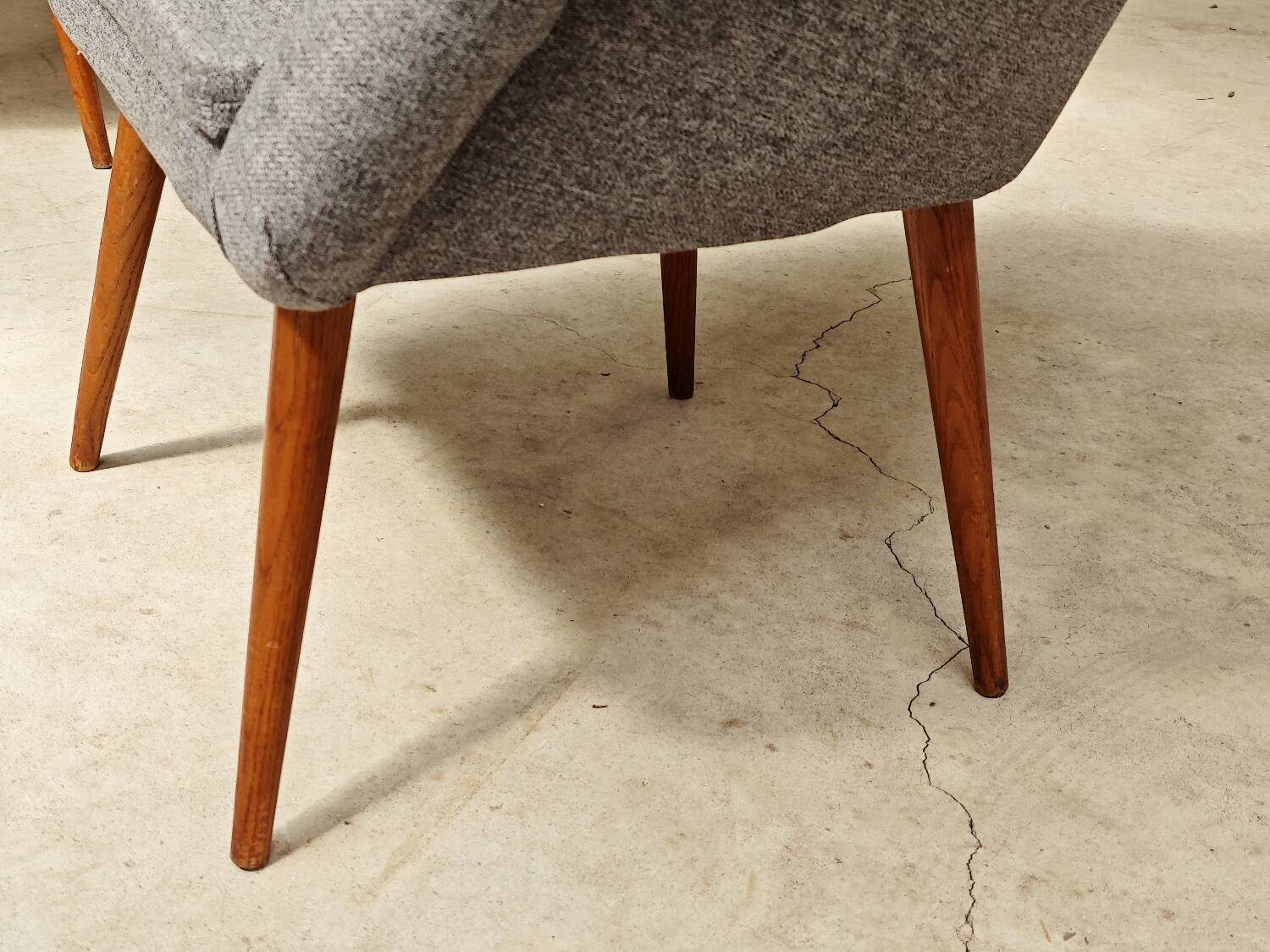 Pair of renovated gray fabric armchairs by Miroslav Navratil