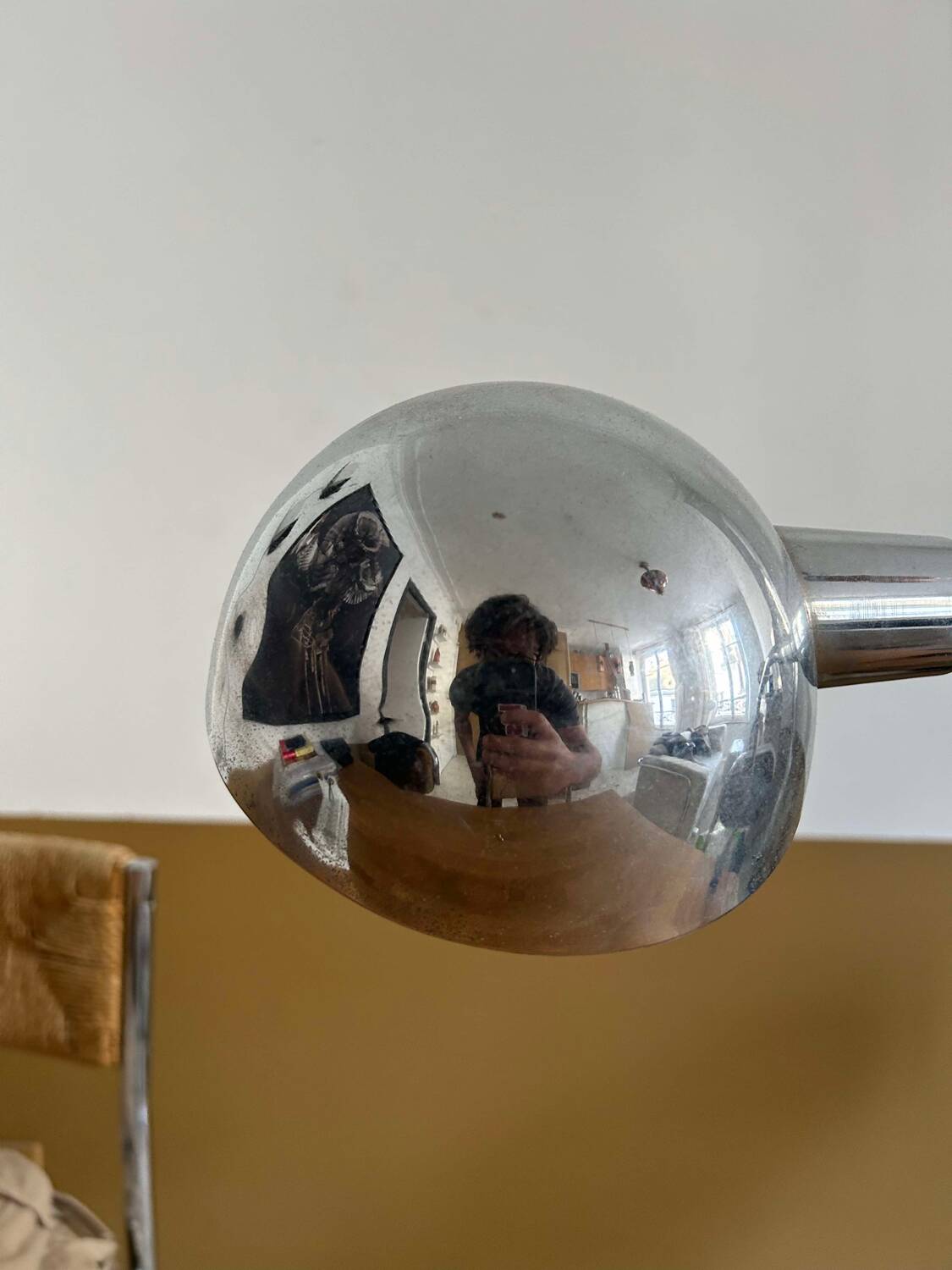 Adjustable desk lamp, chromed metal, France 1940