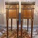 Pair of Louis XVI style bedside tables in white marble