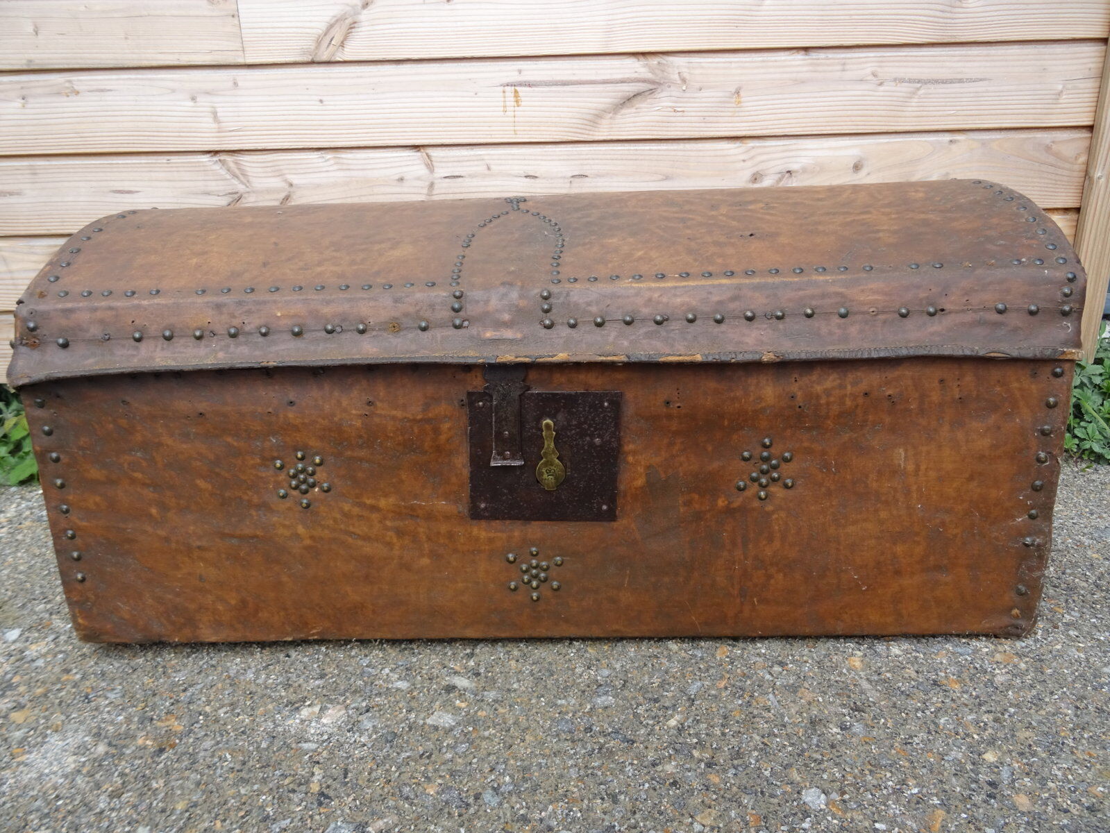 19th-century leather trunk