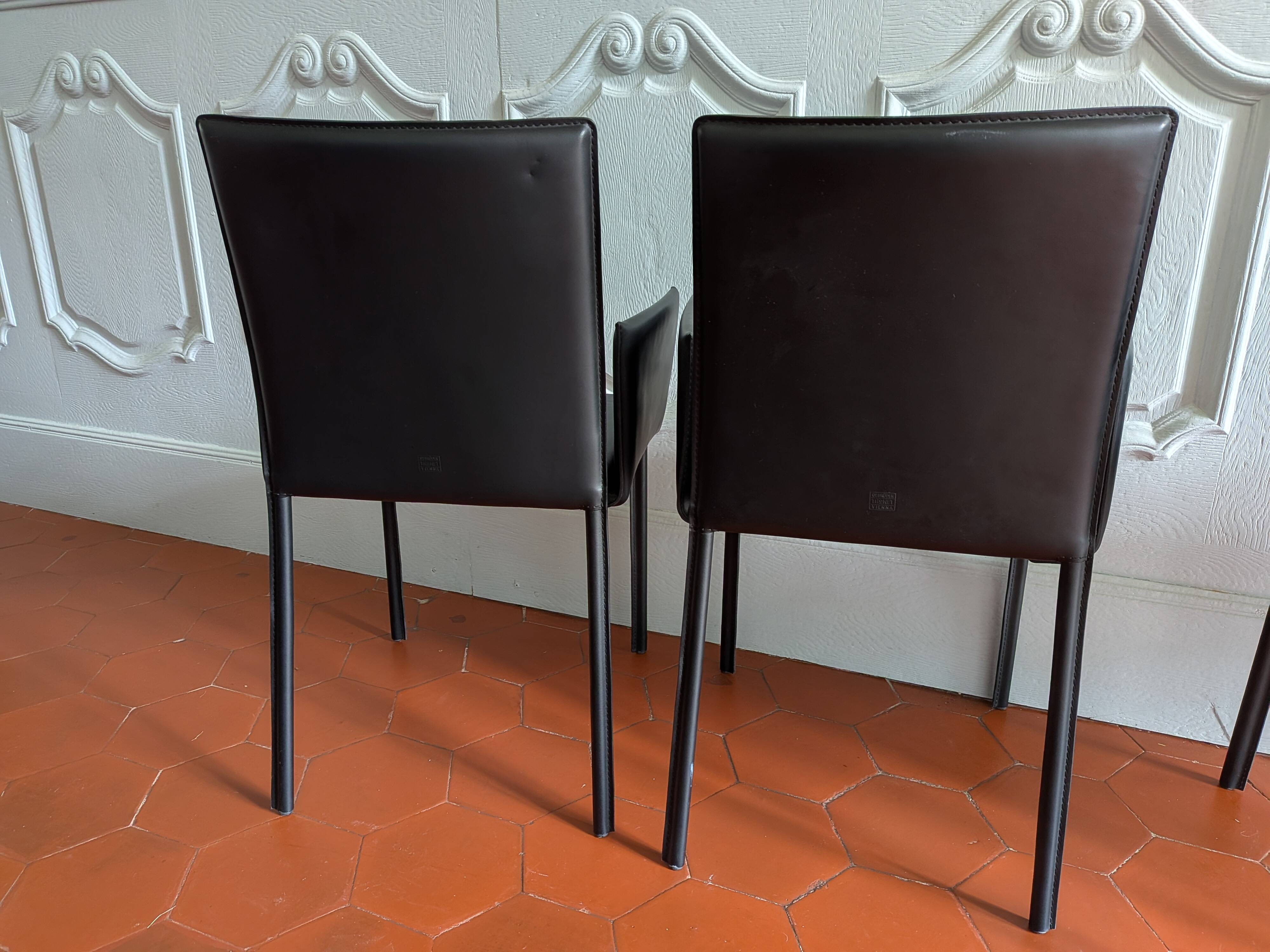 4 leather Twiggy chairs by Gebrüder Thonet