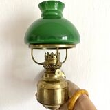 Pair of opaline and brass wall lights