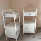 Pair of hospital bedside tables