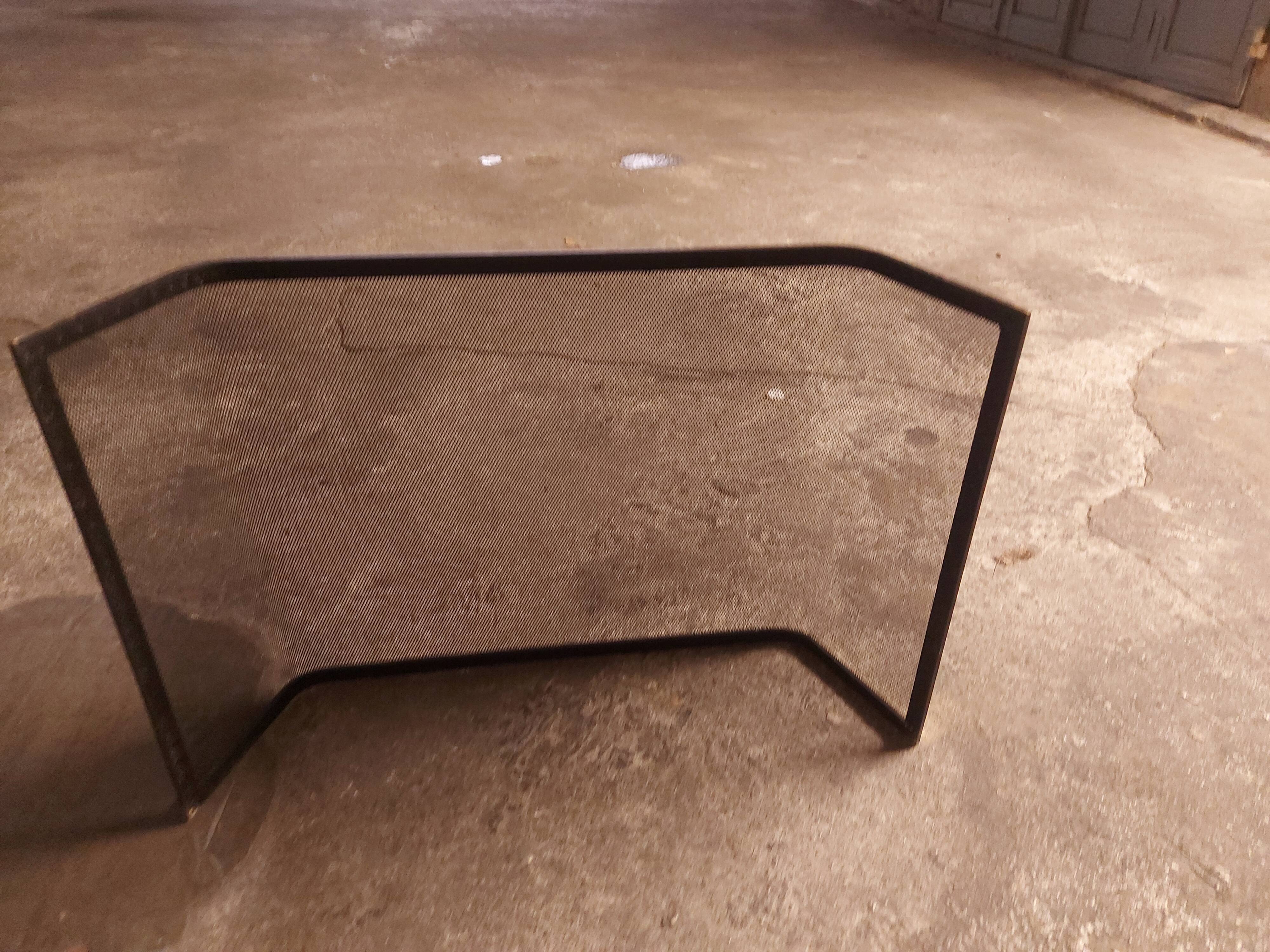 Chimney fire screen, vintage brass