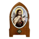 Old bedside oratory, oak, enamelled plaque, holy virgin, lourdes