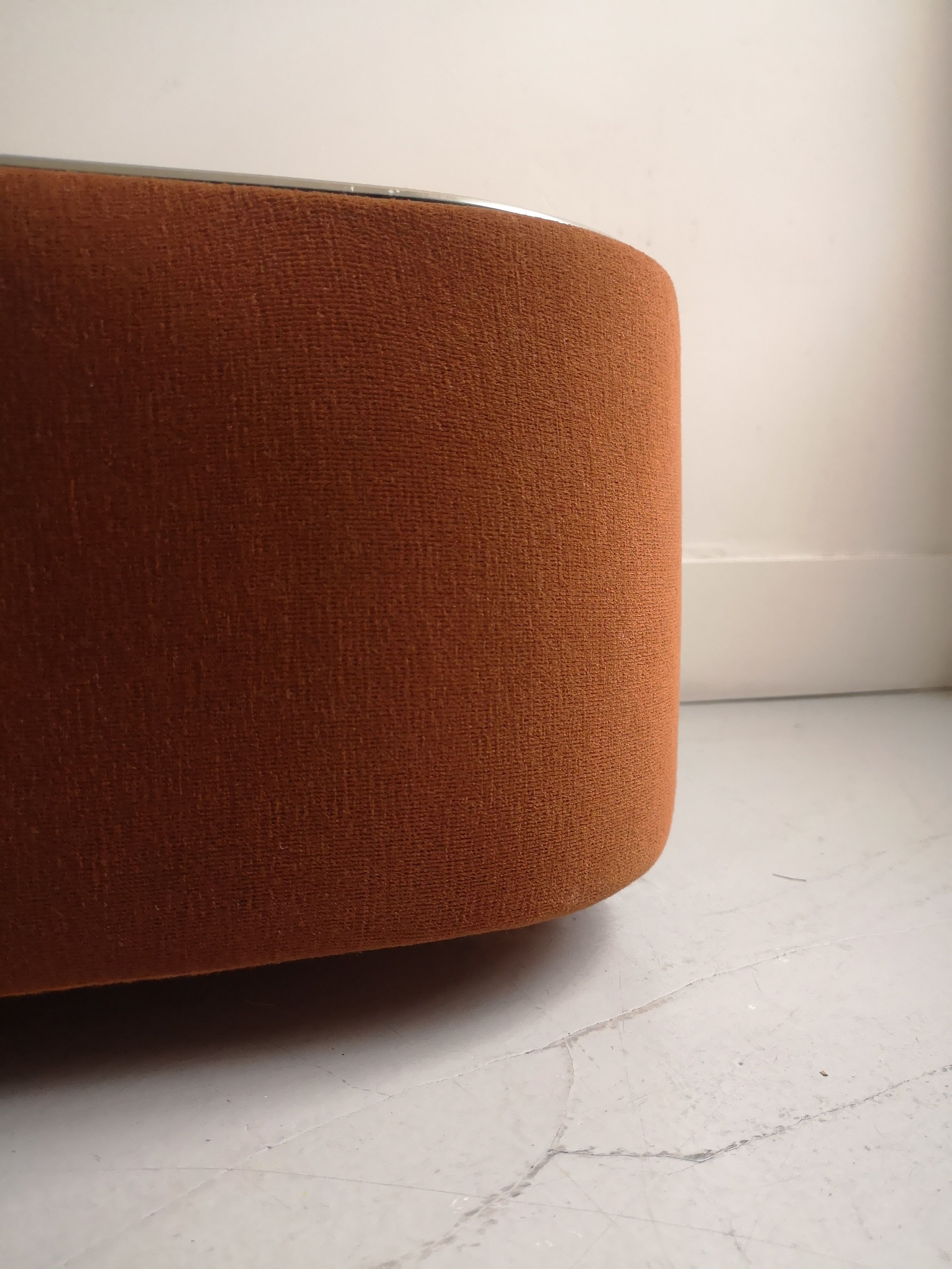Vintage velvet and metal sofa end, design 1970