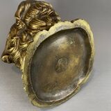 Pot à tabac en bronze en forme de tête de chien, vers 1900