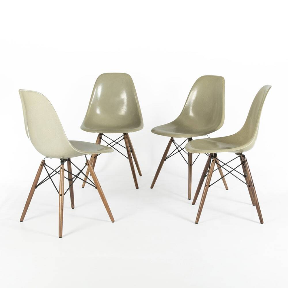 Grey Yellow Set (4) Vitra Vintage Original Eames DSW Side Shell Chairs