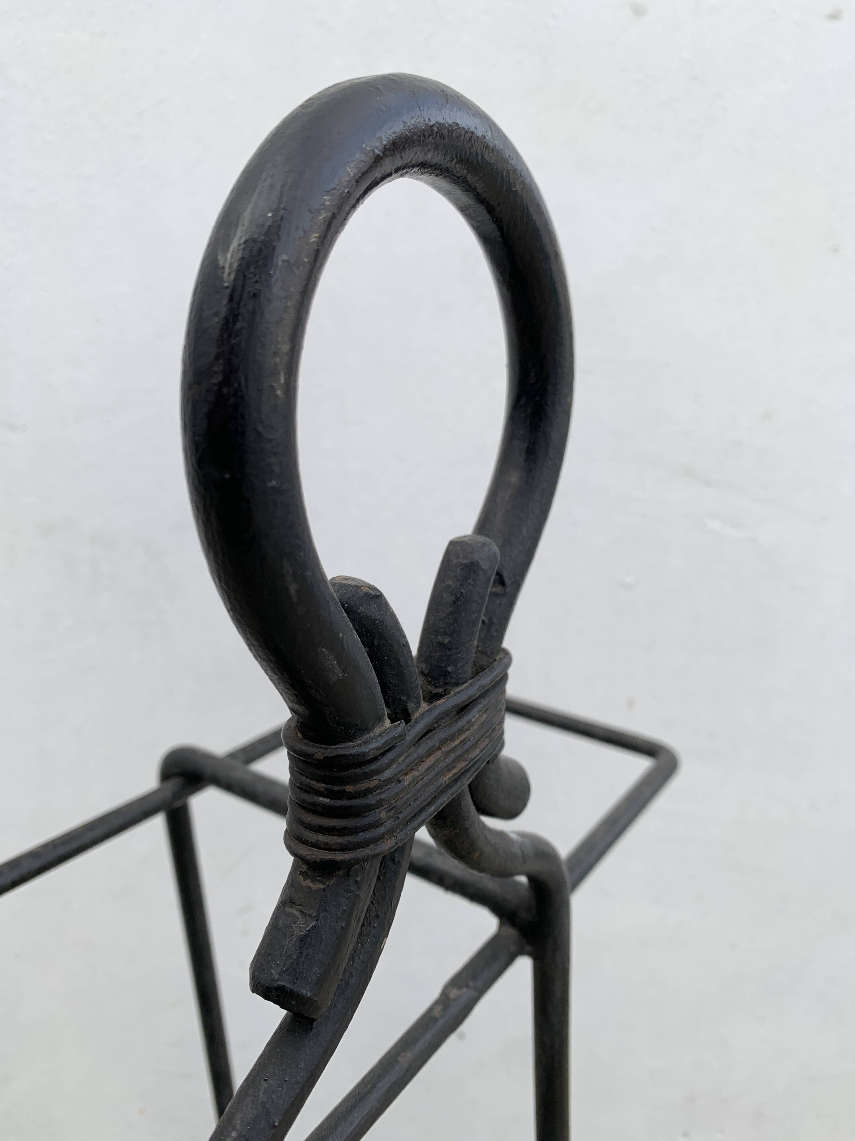 French black wrought iron fireplace set, 1960