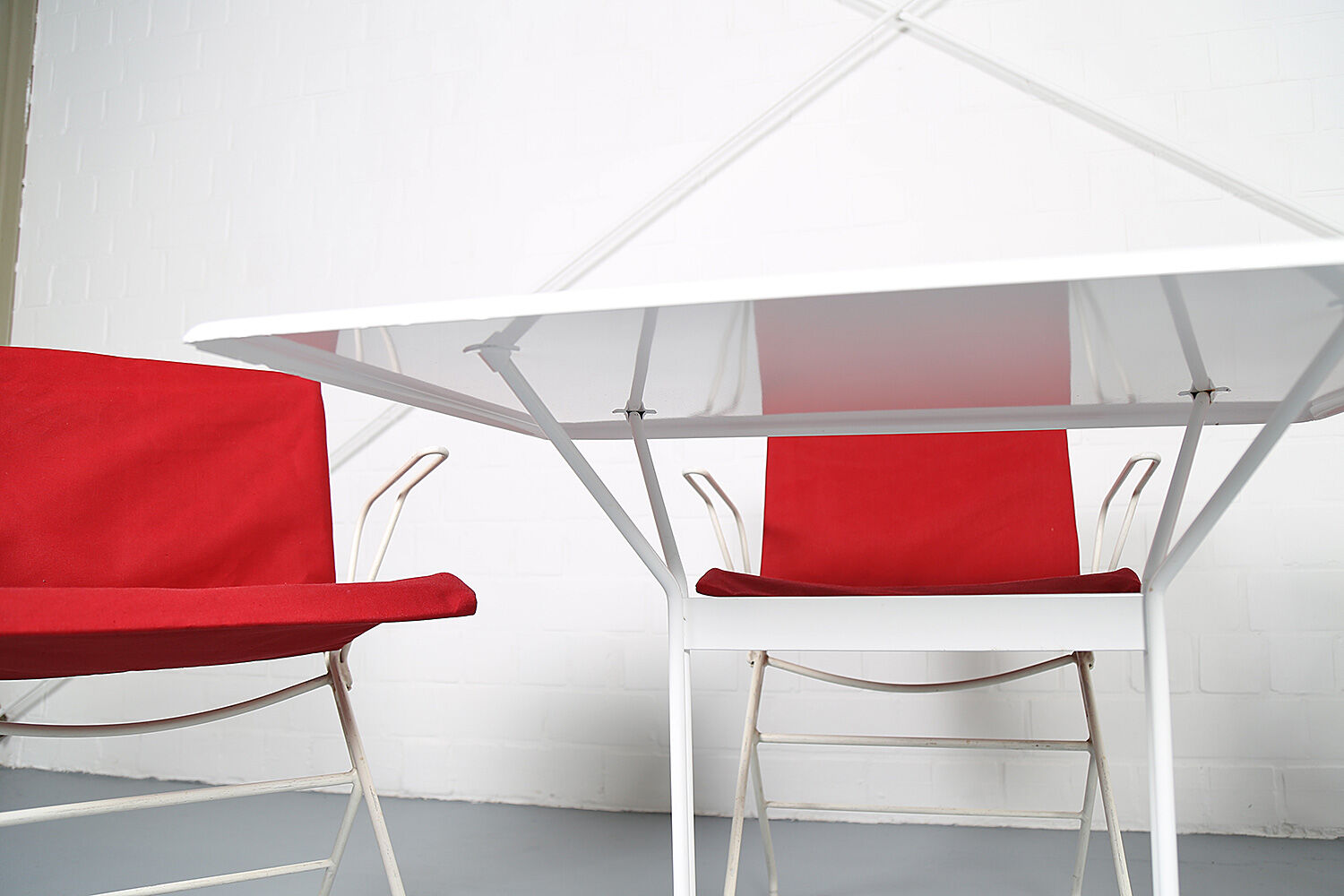 French mid-century vintage garden set designed by Raoul Guys (attributed) 3 chairs and a table