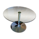 Table legs tulip in chromed metal and tempered glass top Italy stamped Calligaris